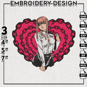 Makima Chainsaw Man Character Embroidery Files, Anime Movie Character Embroidery Designs, Digital Download