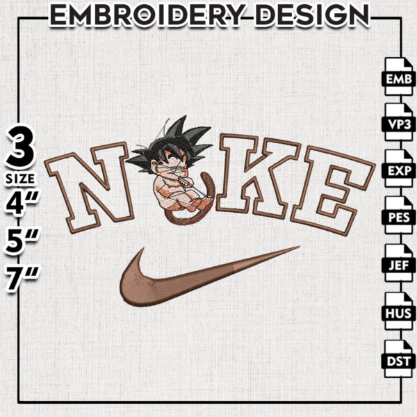 Nike Son Goku Dragon Ball Embroidery Files, Nike Anime Character Embroidery Designs, Machine Embroidery Digital Download