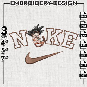 Nike Son Goku Dragon Ball Embroidery Files, Nike Anime Character Embroidery Designs, Machine Embroidery Digital Download