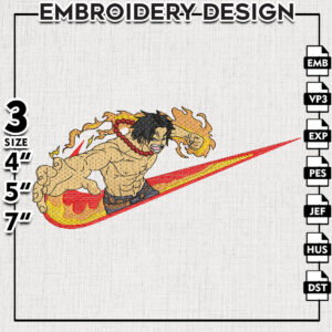 Nike x Ace One Piece Embroidery Designs, Anime Character Embroidery Files, Anime Designs, Machine Embroidery Digital Download