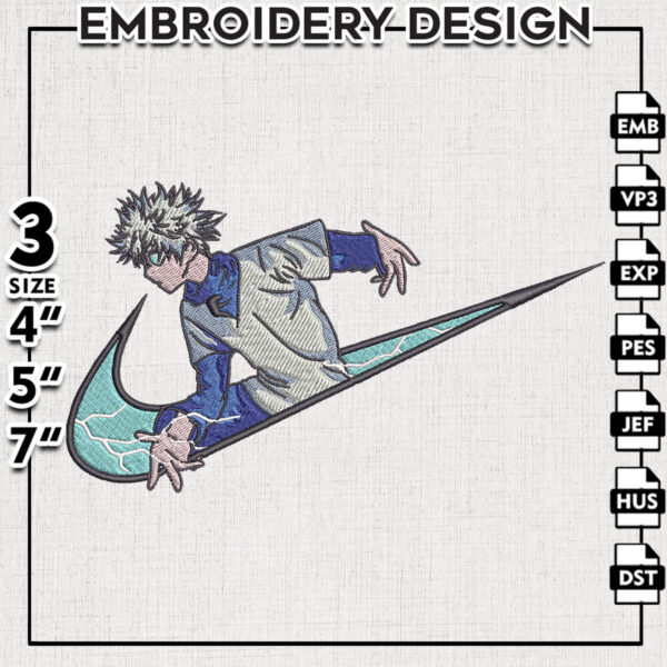 Nike Killua Zoldyck Embroidery Files, Hunter x Hunter Anime Inspired Embroidery Design, Machine Embroidery Digital Download