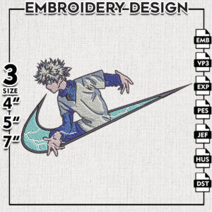 Nike Killua Zoldyck Embroidery Files, Hunter x Hunter Anime Inspired Embroidery Design, Machine Embroidery Digital Download