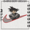 Nike Black Goku Dragon Ball Embroidery Files, Anime Character Embroidery Designs, Machine Embroidery Digital Download