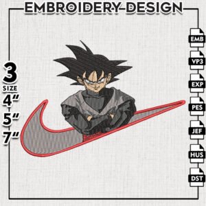 Nike Black Goku Dragon Ball Embroidery Files, Anime Character Embroidery Designs, Machine Embroidery Digital Download