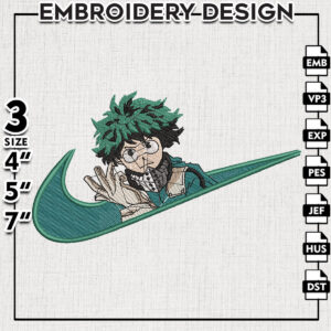 Deku Izuku Midoriya Embroidery Designs, My Hero Academia Anime Embroidery Files, Nike Embroidery Pattern, Digital Download