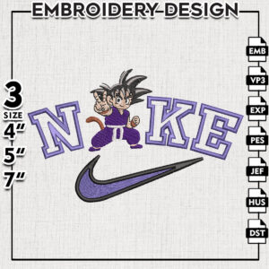 Nike Goku Embroidery Designs, Anime Character Machine Embroidery Designs, Embroidery PES DST JEF Files