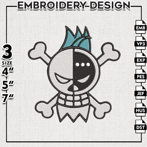 Franky Anime Character Embroidery Designs, Franky Embroidery Files, One Piece Machine Embroidery, Digital Download