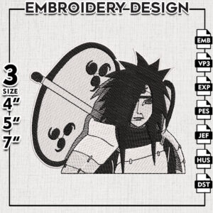 Madara Black and White Naruto Embroidery Files / Manga Anime Embroidery Designs / Digital Download ملفات تطريز ناروتو باللونين الأبيض والأسود لمادارا