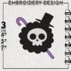 Brook Anime Character Embroidery Designs, Brook Embroidery Files, One Piece Machine Embroidery, Digital Download