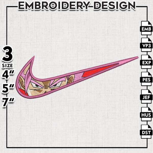 Black Goku Nike Embroidery Designs, Black Anime Charater Embroidery Files, Dragon Ball Machine Embroidery Pattern