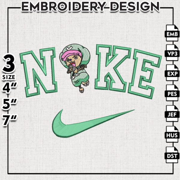 Nike Chopper Embroidery Designs, Chopper Embroidery Files, One Piece Anime Character Machine Embroidery Pattern, Digital Download