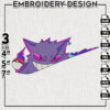 Gengar Nike Embroidery Design, Pokemon Embroidery Files, Anime Character Machine Embroidery Digital Download