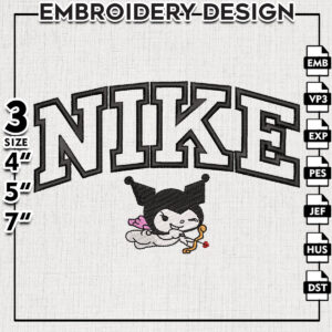 Nike Kuromi Love Embroidery Designs, Kuromi Character Embroidery Files, Hello Kitty Machine Embroidery Pattern, Digital Download