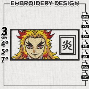 Kyojuro Rengoku Embroidery Designs / Demon Slayer character Embroidery Files / Digital Download