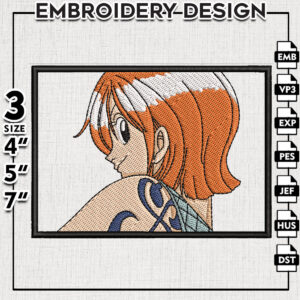 Nami Anime Character Embroidery Designs, Nami Embroidery Files, One Piece Machine Embroidery Pattern, Digital Download