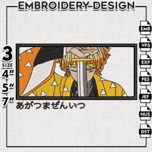 Zenitsu Sword Embroidery Design, Zenitsu Embroidery Files, Anime Design, Pes Files, Digital download