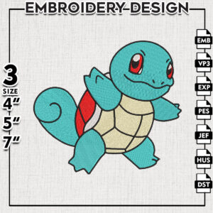 Pokemon Squirtle Embroidery Files, Squirtle Pikachu Embroidery Design, Pokemon Characters Machine Embroidery, Pes Digital File