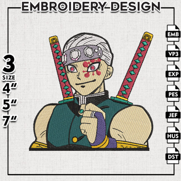 Tengen Uzui Embroidery Designs, Anime Character Embroidery Files, Anime Machine Embroidery, Digital Download