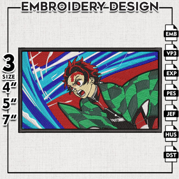 Kamado Tanjiro Embroidery Designs, Tanjiro Embroidery Files, Demon Slayer Machine Embroidery Pattern, Pes Files