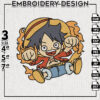 Luffy Fire Embroidery Design, Anime Character Embroidery Files, Naruto Machine Embroidery Digital Download