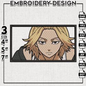 Mikey Face Tokyo Revengers Embroidery Design, Anime Character Embroidery Files, Pes File, Instant Download
