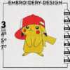 Pikachu Red Cap Embroidery Design, Pokemon Anime Embroidery File, Machine Embroidery Pes Files, Digital Download