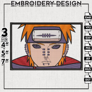 Pain Face Anime Naruto Embroidery Designs, Anime Character Embroidery Files, Pes Dst Files, Instant Download
