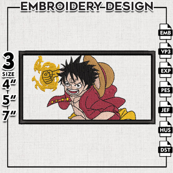 Luffy Rectangle Embroidery Designs, Naruto Anime Character Machine Embroidery Designs, Embroidery PES DST JEF Files Instant Download
