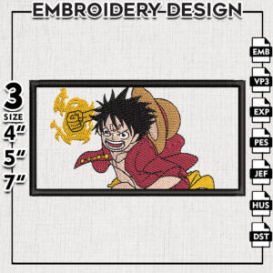 Luffy Rectangle Embroidery Designs, Naruto Anime Character Machine Embroidery Designs, Embroidery PES DST JEF Files Instant Download