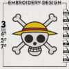 One Piece Logo Embroidery Design, Straw Hat Luffy Embroidery File, Anime Machine Embroidery Pes Files, Digital Download
