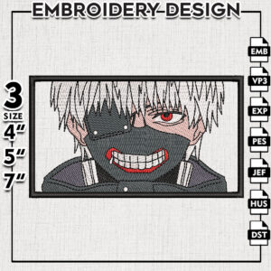 Ken kaneki Embroidery Design / Anime Manga Embroidery Files / Machine Embroidery Designs