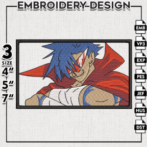 Kamina Tengen Toppa Embroidery Files / Gurren Lagann character Embroidery Designs