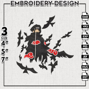 Uchiha Itachi Anime Embroidery Designs, Naruto Itachi Embroidery Files, Anime Machine Embroidery Digital Download