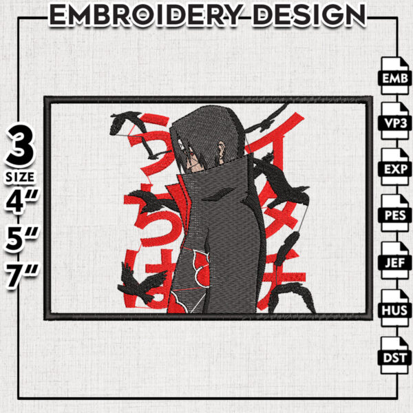 Itachi Akatsuki Embroidery Design Naruto Anime Embroidery Files  Anime Character Design 