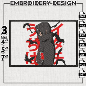 Itachi Akatsuki Embroidery Design / Naruto Anime Embroidery Files / Anime Character Design / Digital Download