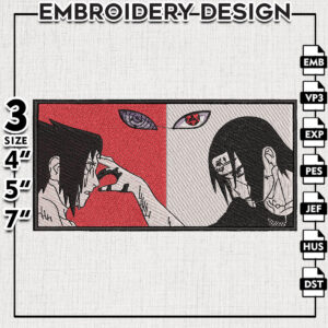 Itachi Uchiha Sasuke Embroidery Design File / Anime Embroidery Pattern / Digital Download