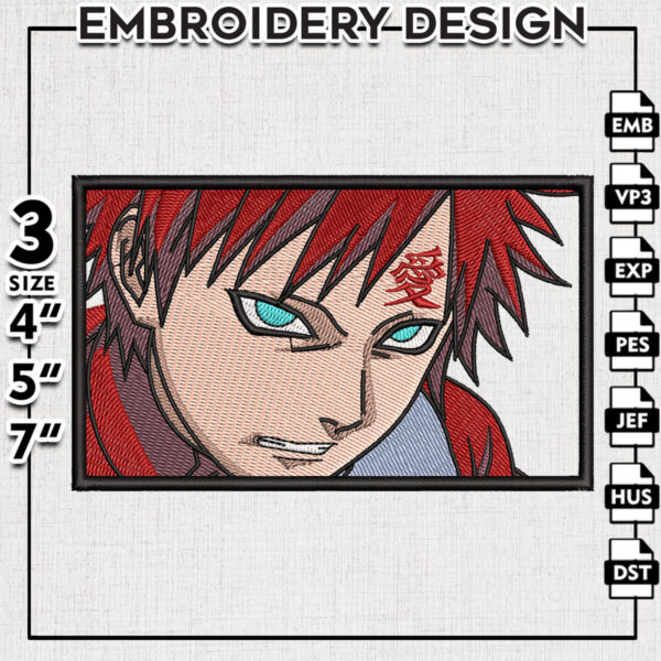 Gaara Come To Fight Embroidery Design / Anime Manga Character Embroidery Files