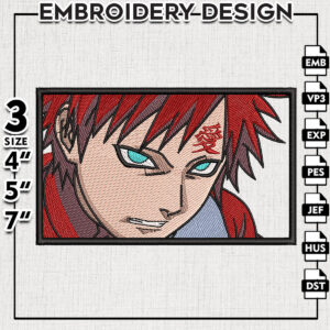 Gaara Come To Fight Embroidery Design / Anime Manga Character Embroidery Files / Instant Download File