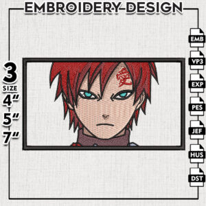 Anime Gaara Embroidery Design / Naruto Anime Machine Embroidery Files / Manga Character Digital Download