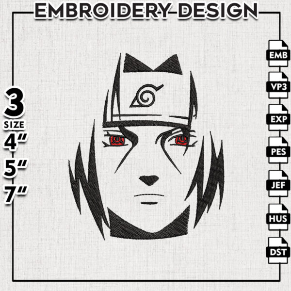 Itachi Naruto Embroidery designs, Naruto Embroidery Designs, Anime Manga Embroidery, Digital Download