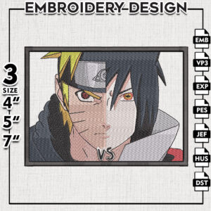 Naruto Vs Sasuke 2 faces Embroidery Designs / Naruto Machine Embroidery Pattern / Digital Download