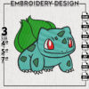 Fushigidane Embroidery Designs, Fushigidane Logo Embroidery Files, Pokemon Machine Embroidery, Digital Download
