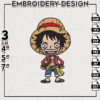 Chibi Luffy Anime Character Embroidery Files, One Piiece Embroidery Designs, Machine Embroidery Digital Download