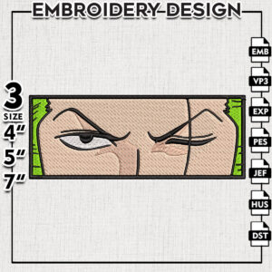 Roronoa Zoro Eyes Embroidery Files, Anime Character Embroidery Designs, Machine Embroidery Digital Download