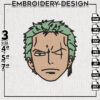Zoro Embroidery File, One Piece Embroidery Design, Anime Character Machine Embroidery Digital Download