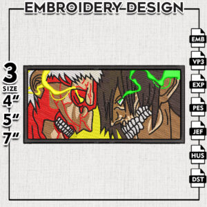Reiner vs Eren Embroidery Files, Attack on Titan Anime Inspired Embroidery Design, Machine Embroidery Digital Download