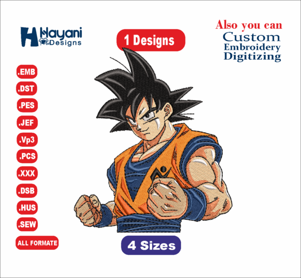 Son Goku Embroidery Designs, Machine Embroidery Designs,Disney Son Goku,Files Instant Download