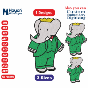 Babar Elephent Embroidery Designs,Babar Elephent free Embroidery Design, Files Instant Download