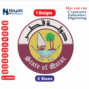 state of Qatar Embroidery Designs دولة قطر تصميم تطريز,machine embroidery designs, 3size