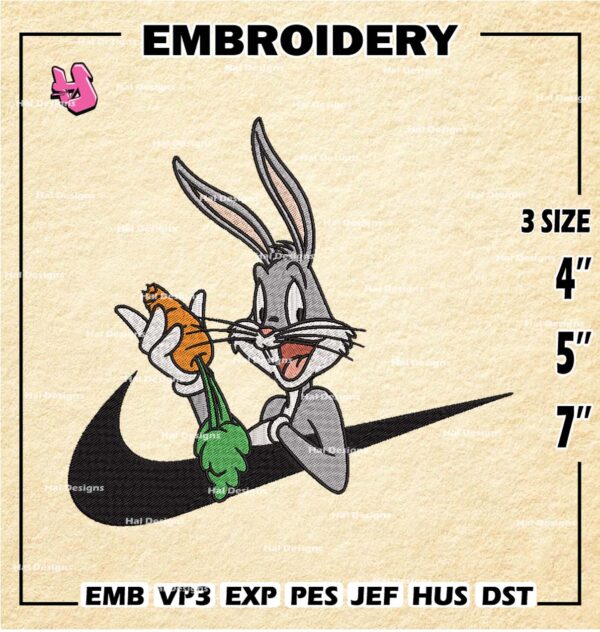 Bugs Bunny Embroidery Designs, Bugs Bunny Embroidery Files, Cartoon Machine Embroidery Pattern, Digital Download